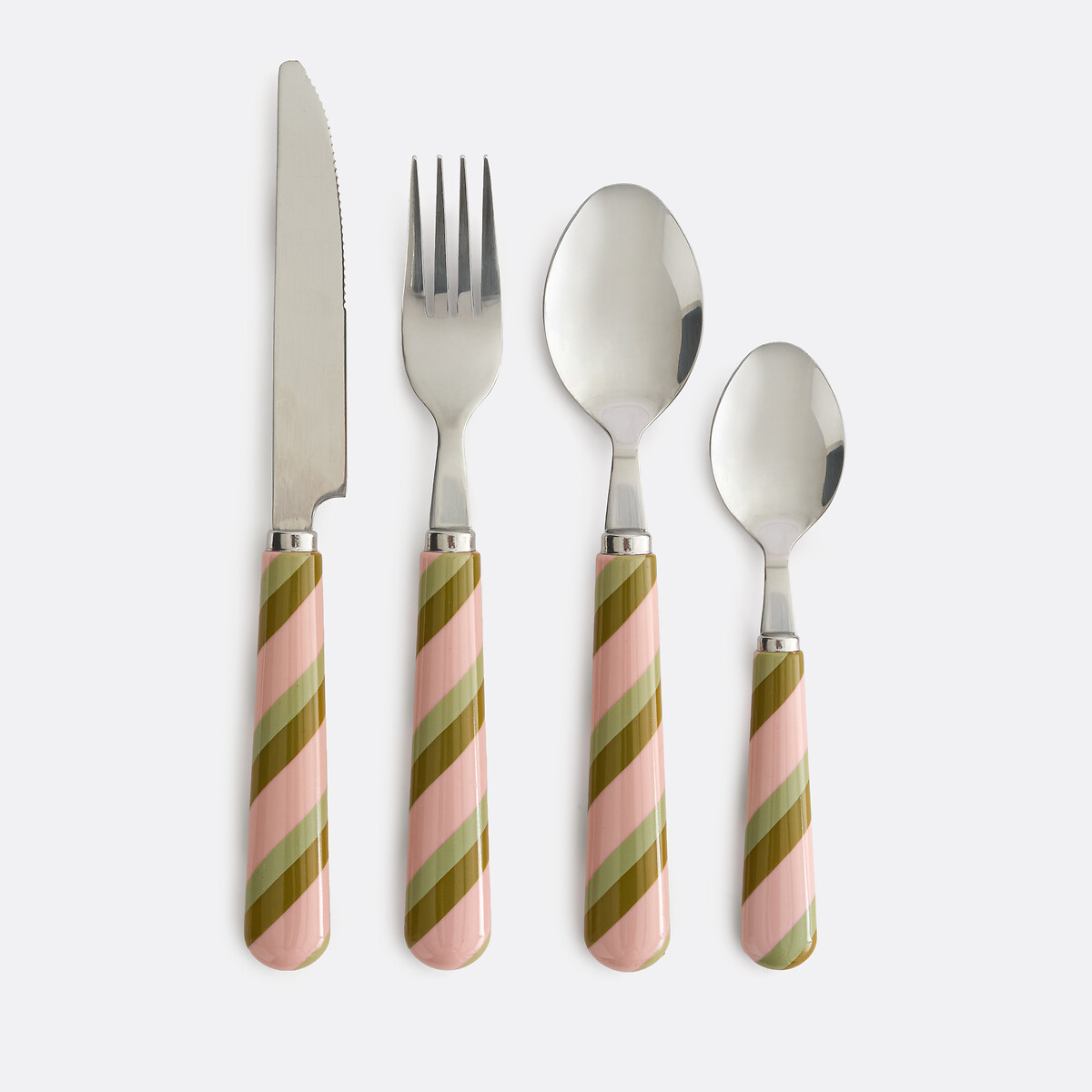 Σετ μαχαιροπίρουνα 16 τεμαχίων με ριγέ λαβές