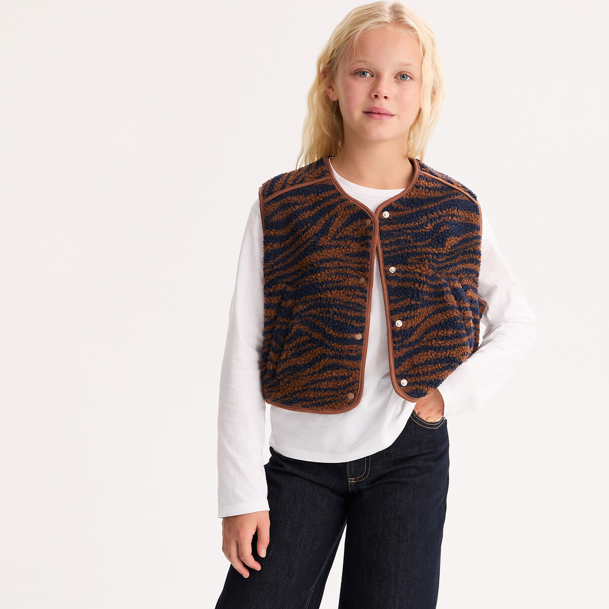 Γιλέκο sherpa με animal print