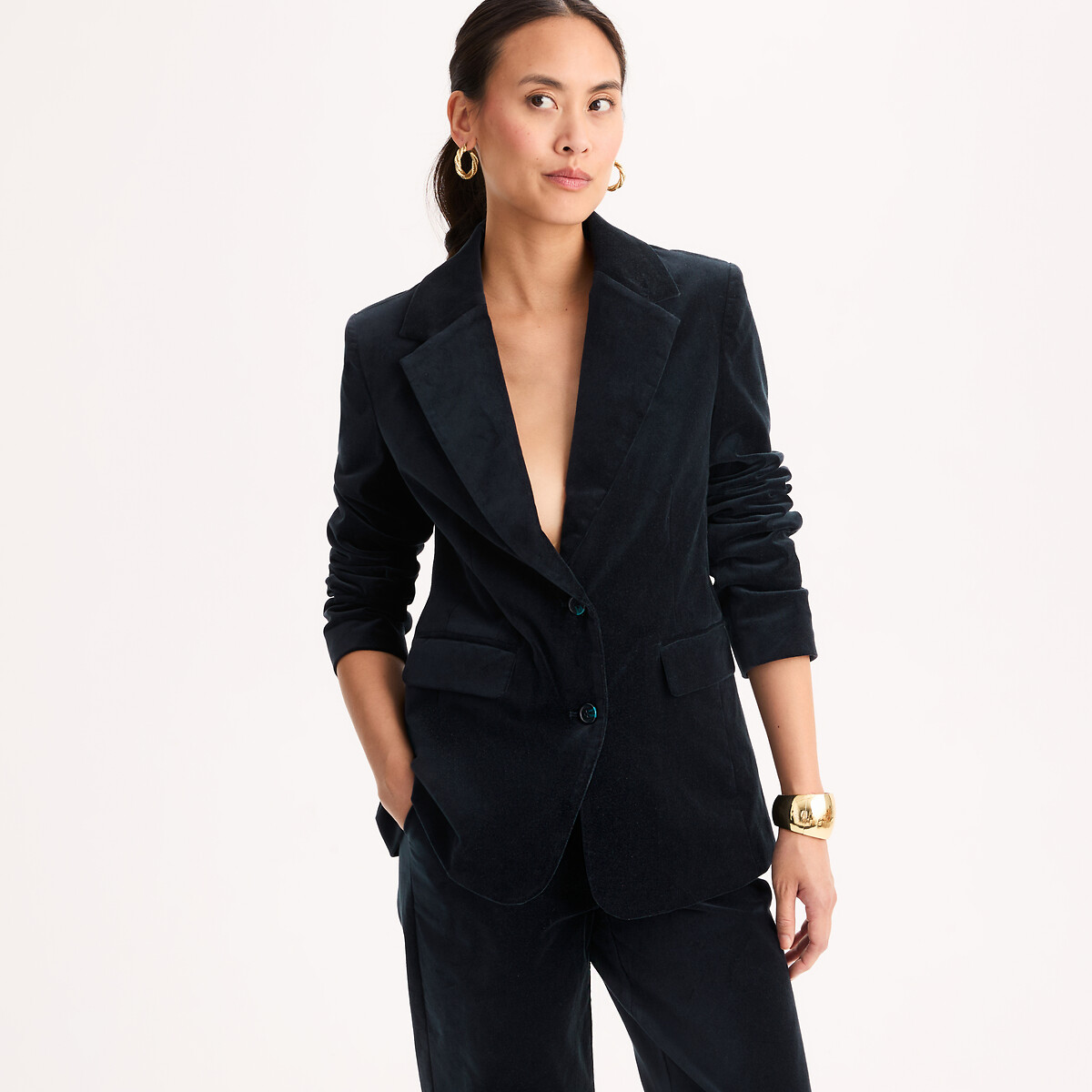 Blazer από λείο βελούδο σε ίσια γραμμή