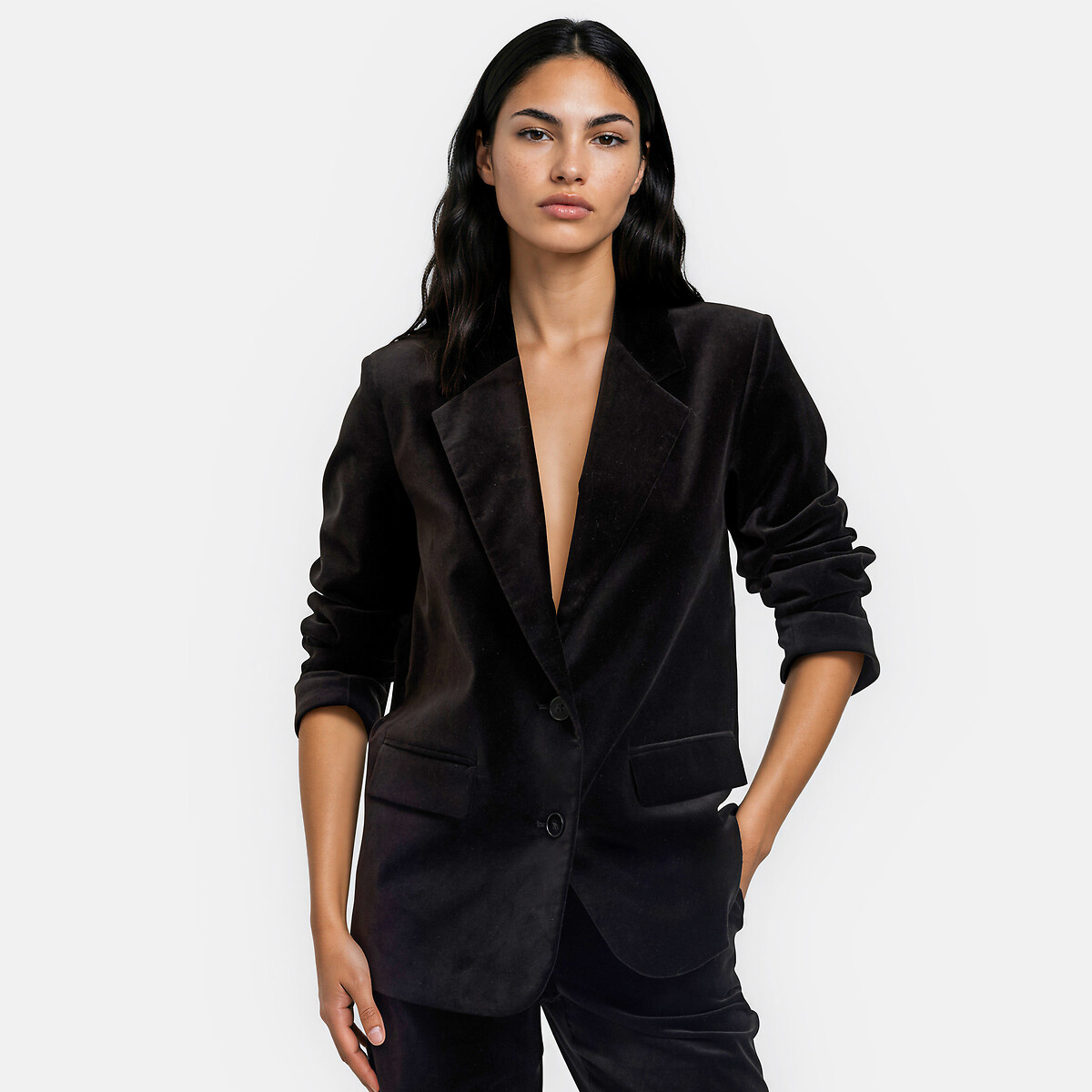 Ίσιο oversize σακάκι από βελούδο