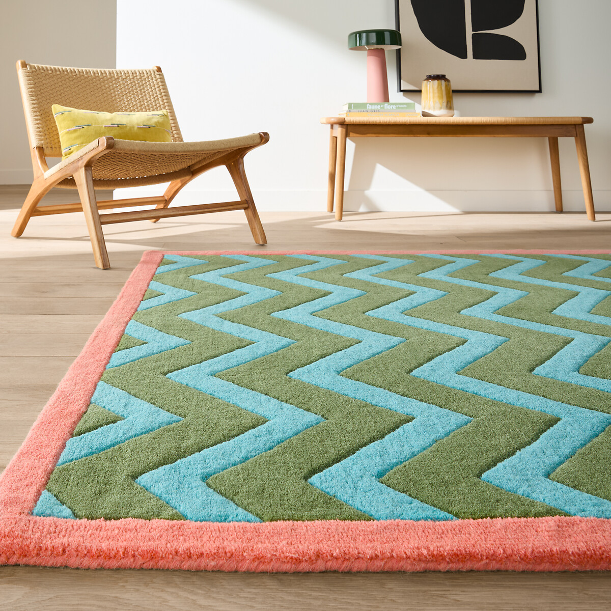 Μάλλινο χαλί με ζιγκ-ζαγκ σχέδιο 120x170 cm Μ120xΠ170cm