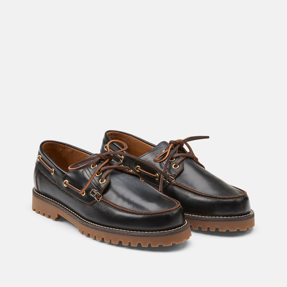 Δερμάτινα boat shoes με τρακτερωτή σόλα