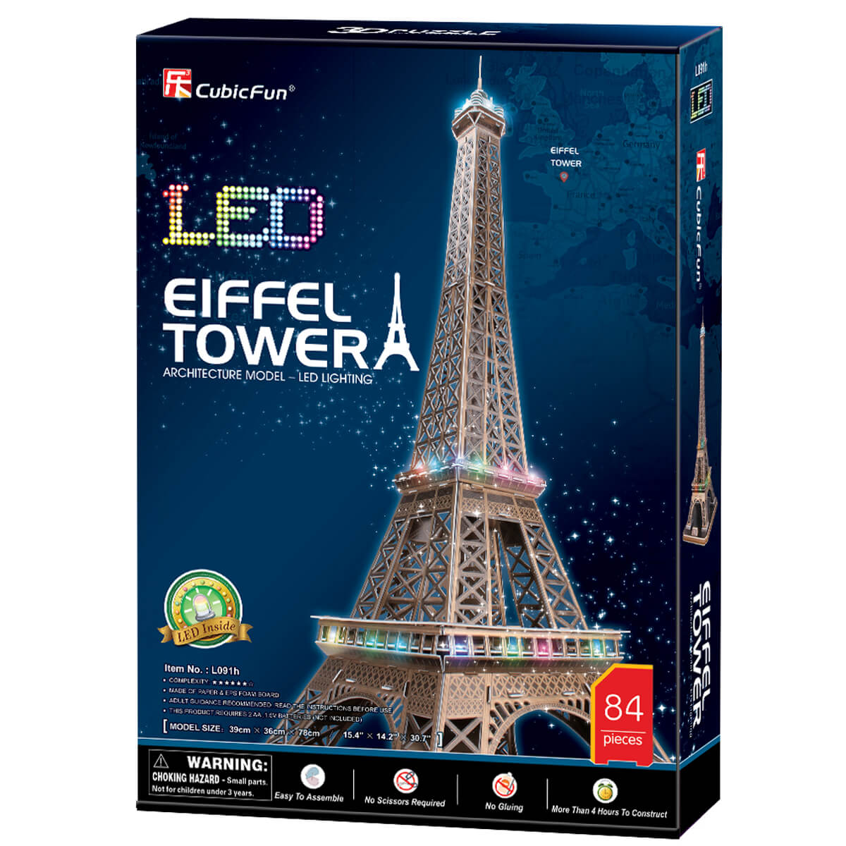 ΠΑΙΔΙ | Παιχνίδια | Επιτραπέζια - Παζλ - Βιβλία - Χειροτεχνίες | PUZZLES - BRAINTEASERS Eiffel Tower (With Led Light Inside) Require 2Xaa Batteries (Not Included)