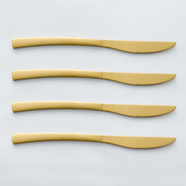 Ανοξείδωτα μαχαίρια, σε χρυσό χρώμα, Auberie (σετ των 4)