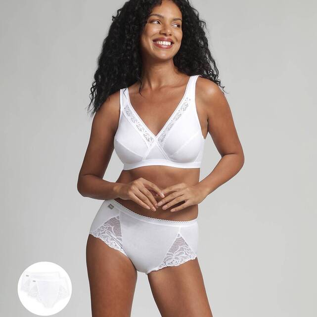 Pack of Two Cotton and Lace Midi Briefs