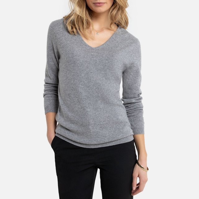 Fine Knit Cashmere V-Neck Jumper Sweater