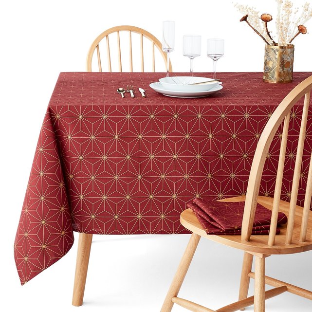 Nordic Star Christmas Tablecloth in a Gold-Coloure