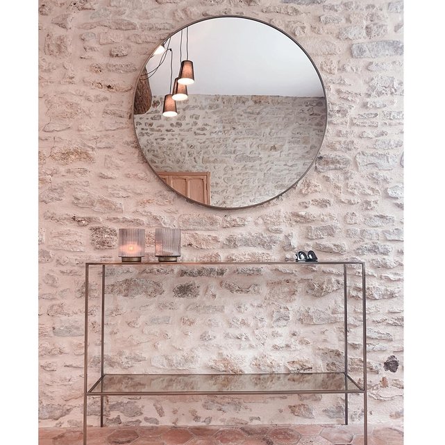 Μεταλλικός καθρέφτης με μπρονζέ παλαιωμένο φινίρισμα Δ80 εκ., Caligone