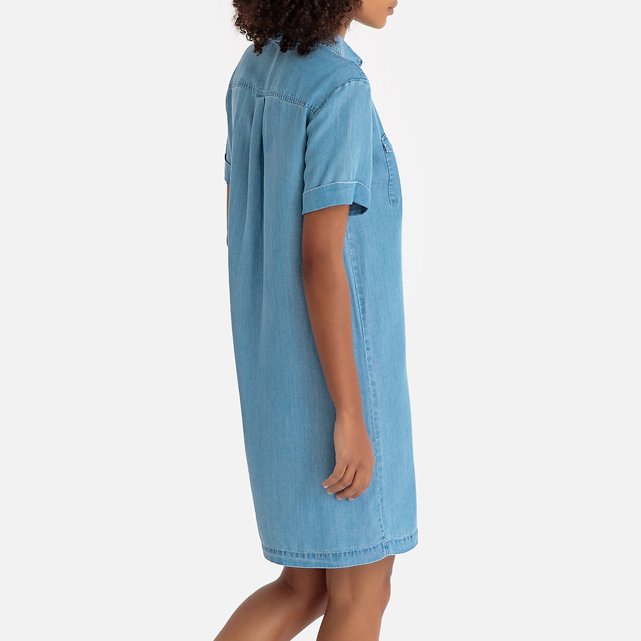 Κοντομάνικο φόρεμα από lyocell σε ίσια γραμμή