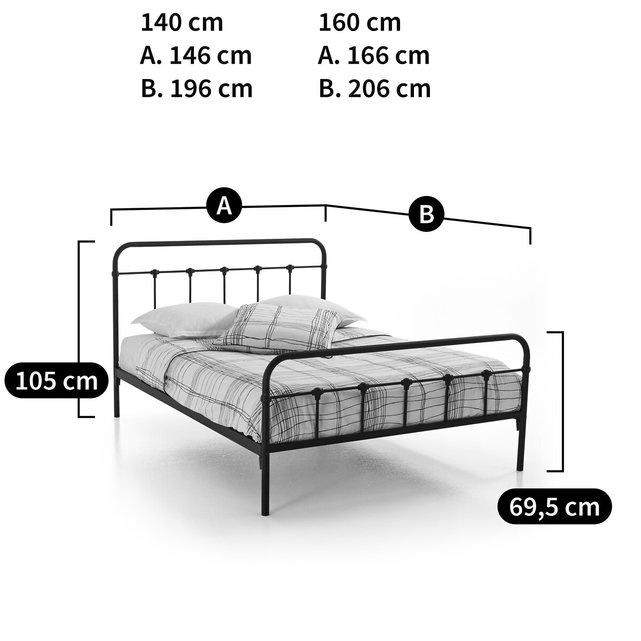 Διπλό κρεβάτι με μπάρες χωρίς σανίδες, Asper