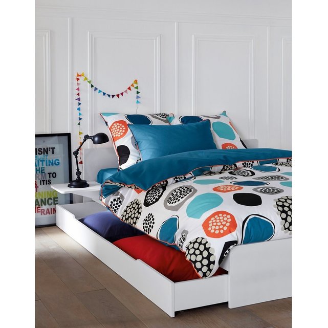 Κρεβάτι με σανίδες, συρτάρι και ράφια από λεύκα Crawley