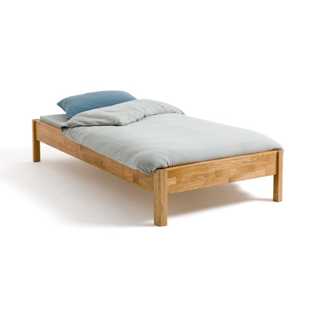 Μονό κρεβάτι από μασίφ ξύλο δρυ με τάβλες, ZULDA