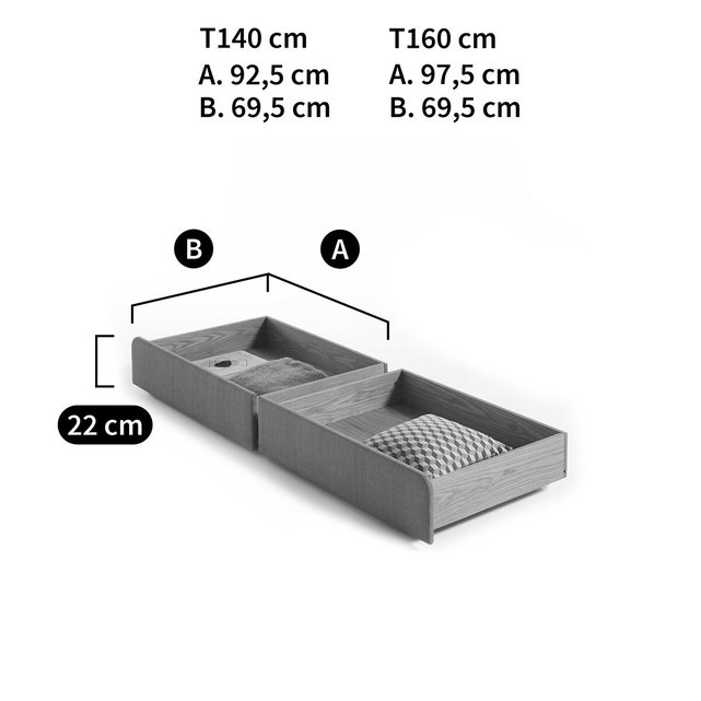 Συρτάρια αποθήκευσης για το κρεβάτι Elori (σετ των 2)
