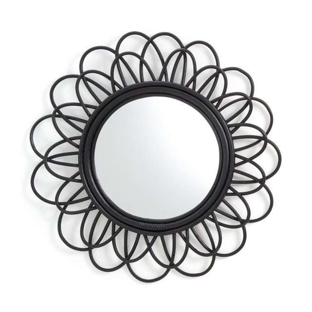 Καθρέφτης από μαύρο ρατάν σε σχήμα διπλού λουλουδιού Δ60 εκ., Nogu