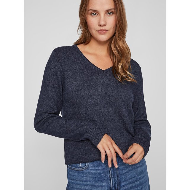 V-Neck Fine Gauge Knit Jumper Sweater