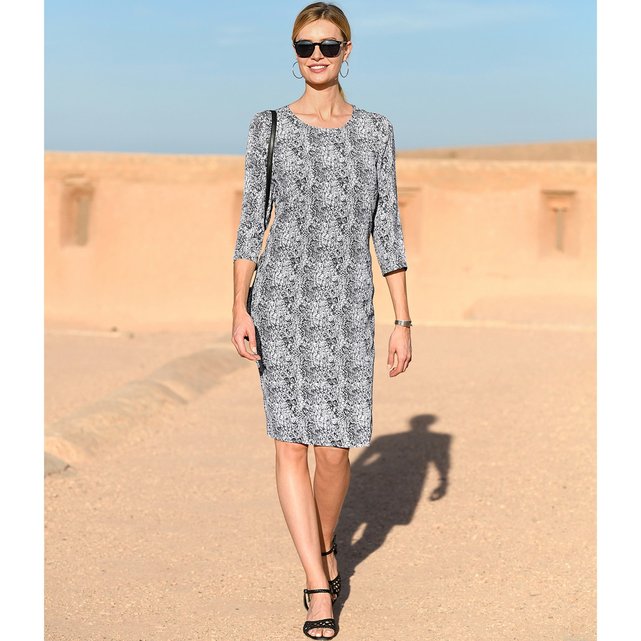 Ίσιο φόρεμα με χυτή εφαρμογή και animal print