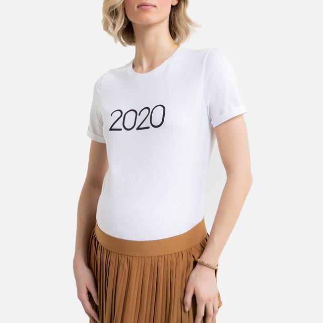 Κοντομάνικο T-shirt με στρογγυλή λαιμόκοψη και στάμπα 2020