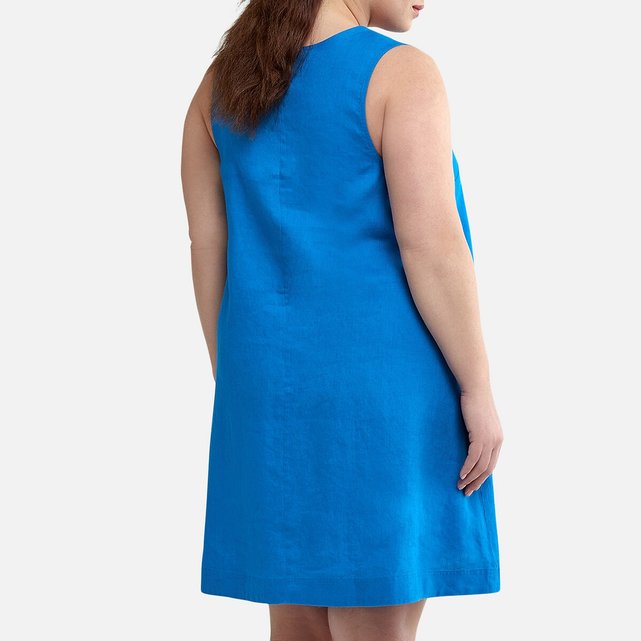 Αμάνικο κοντό φόρεμα από 100% λινό ύφασμα