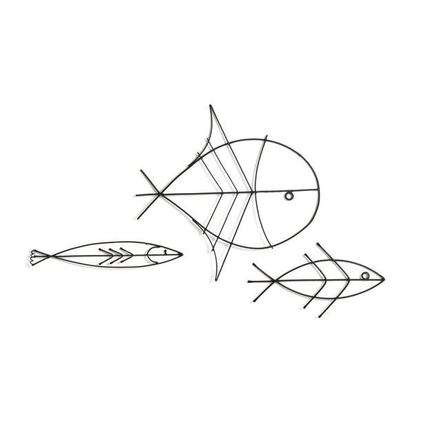 Σετ 3 διακοσμητικά ψάρια από λεπτό μεταλλικό σύρμα, Lupinus