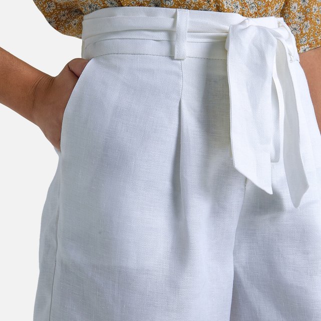 Linen Shorts with Tie Belt