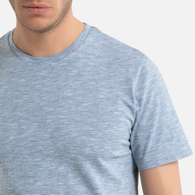Κοντομάνικη ριγέ μπλούζα με στρογγυλή λαιμόκοψη