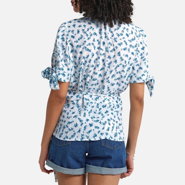 Κρουαζέ μπλούζα με φλοράλ μοτίβο