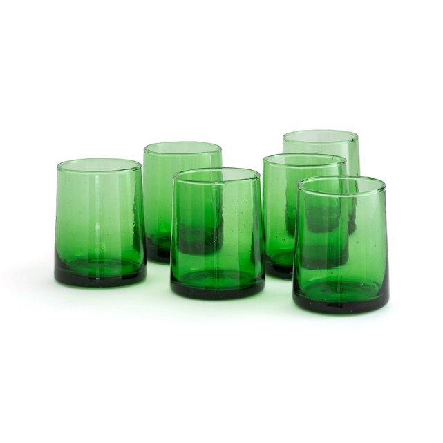 Set of 6 Gimani Water Glasses in Recycled Hand-Blown Glass