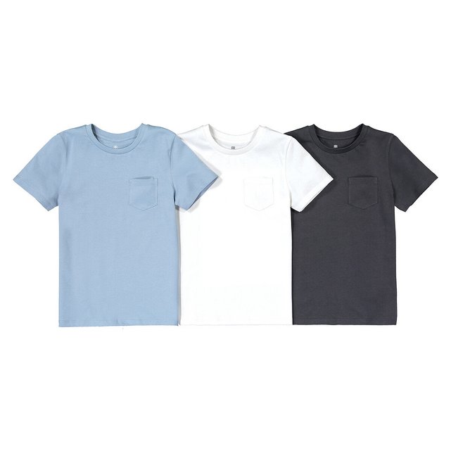 Σετ 3 μονόχρωμα κοντομάνικα T-shirt, 3-12 ετών