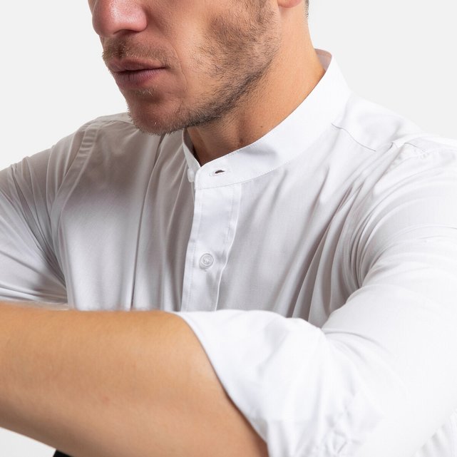 Μακρυμάνικο slim πουκάμισο με μάο γιακά