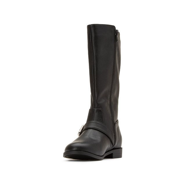 Kids Zipped Knee-High Boots with Buckle
