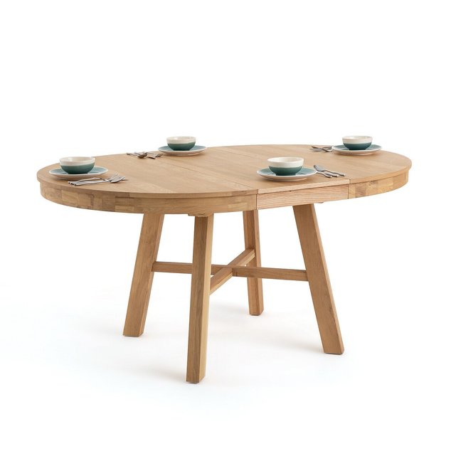 Στρογγυλό επεκτάσιμο τραπέζι από μασίφ ξύλο δρυ, Zebarn