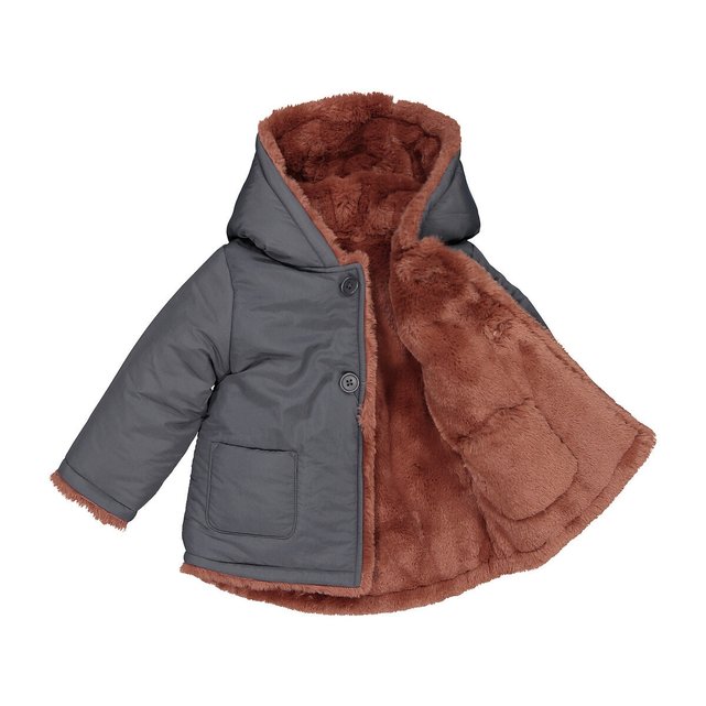 Ζεστό παλτό διπλής όψης με κουκούλα, 1 μηνός - 3 ετών
