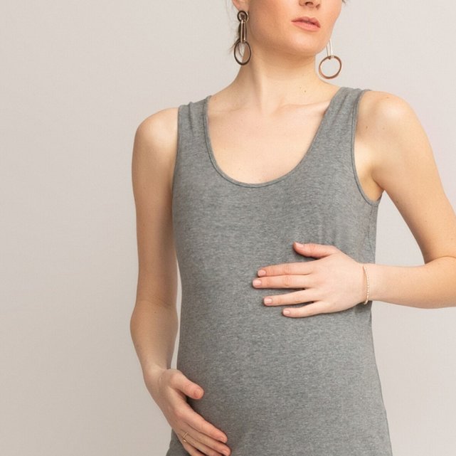 Maternity Sleeveless Maxi Tank Dress in Cotton