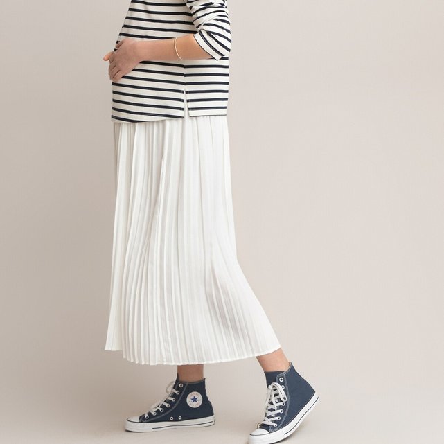 Pleated Maternity Maxi Skirt
