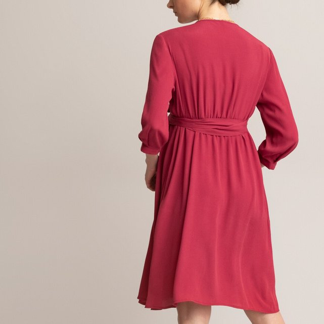 Maternity Wrapover Dress with Long Sleeves