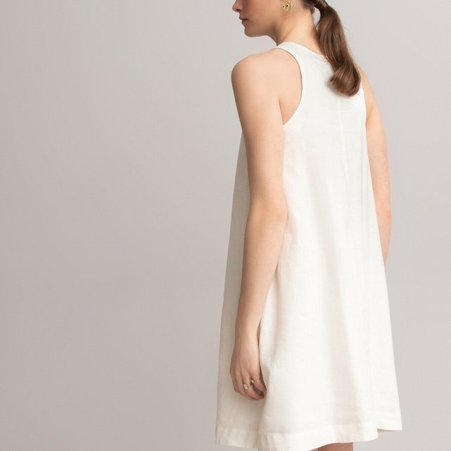 Linen Flared Sleeveless Mini Dress