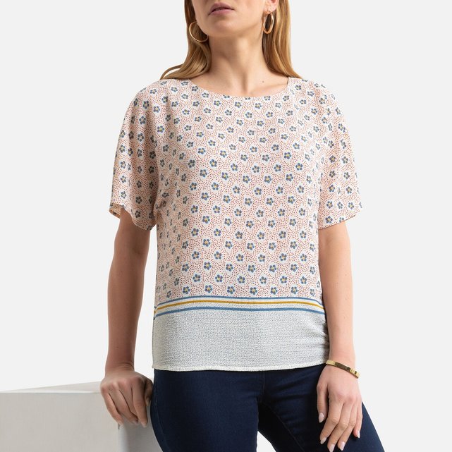 Κοντομάνικη μπλούζα με γεωμετρικό μοτίβο