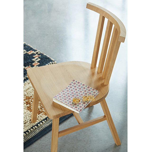 Σετ 2 καρέκλες με κάγκελα από μασίφ ξύλο δρυ, Ivy