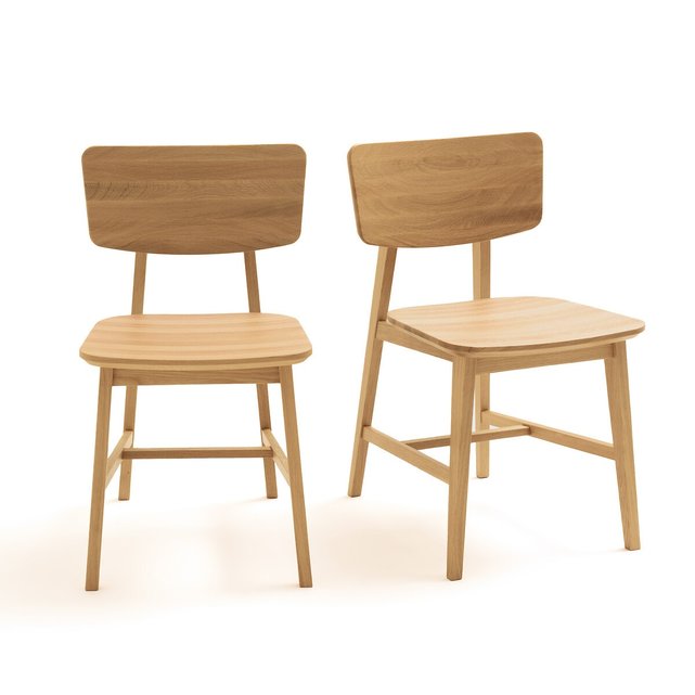 Σετ 2 καρέκλες vintage από μασίφ ξύλο δρυ, Aya