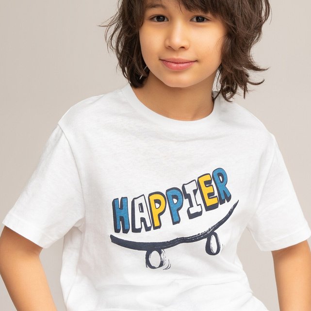 T-shirt με μήνυμα στη λαιμόκοψη, 3-12 ετών