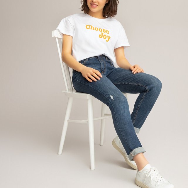 Κοντομάνικο T-shirt με μήνυμα από οργανικό βαμβάκι, 10-18 ετών