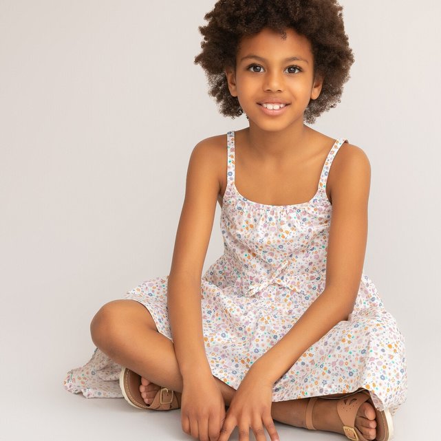 Φλοράλ φόρεμα με λεπτές τιράντες, 3-12 ετών