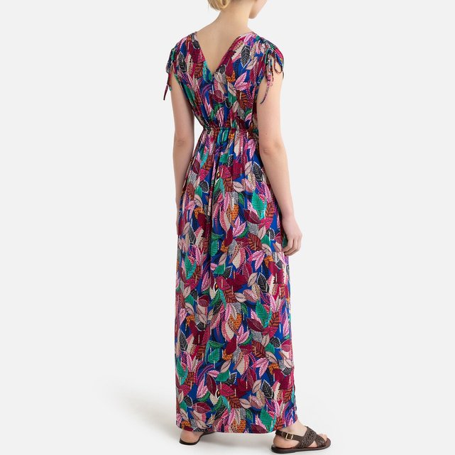 Μακρύ κοντομάνικο φόρεμα με φλοράλ μοτίβο