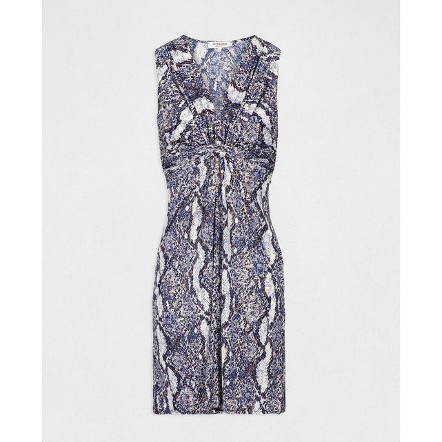 Αμάνικο εφαρμοστό φόρεμα με snake print