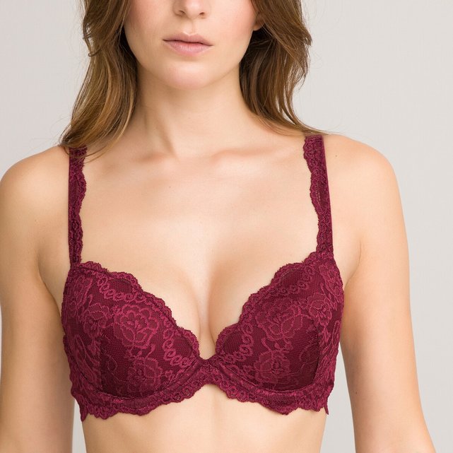Deηa Underwired Padded Push-Up Bra in Floral Lace
