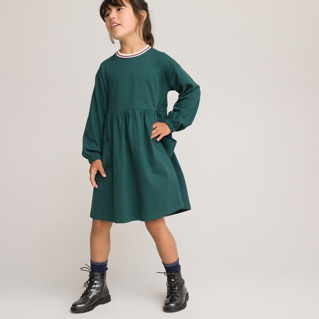 Μακρυμάνικο φόρεμα με στρογγυλή λαιμόκοψη, 3-12 ετών