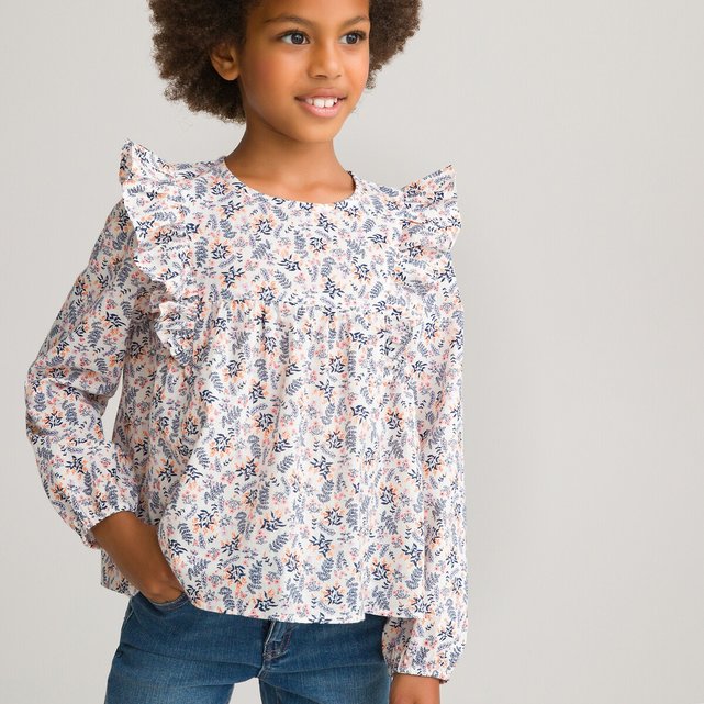 Φλοράλ μπλούζα με βολάν, 3-12 ετών