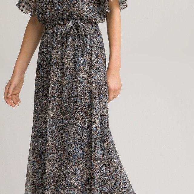 Μακρύ φόρεμα με μοτίβο λαχούρια
