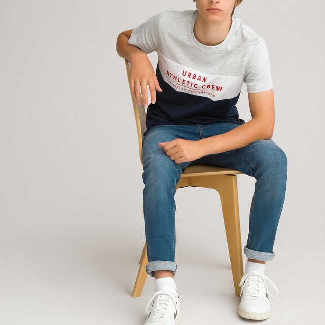 T-shirt από οργανικό βαμβάκι με μοτίβο μπροστά, 10-18 ετών