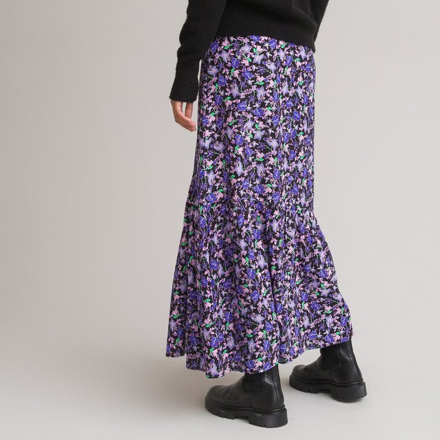 Μακρά ζακάρ φούστα με φλοράλ μοτίβο